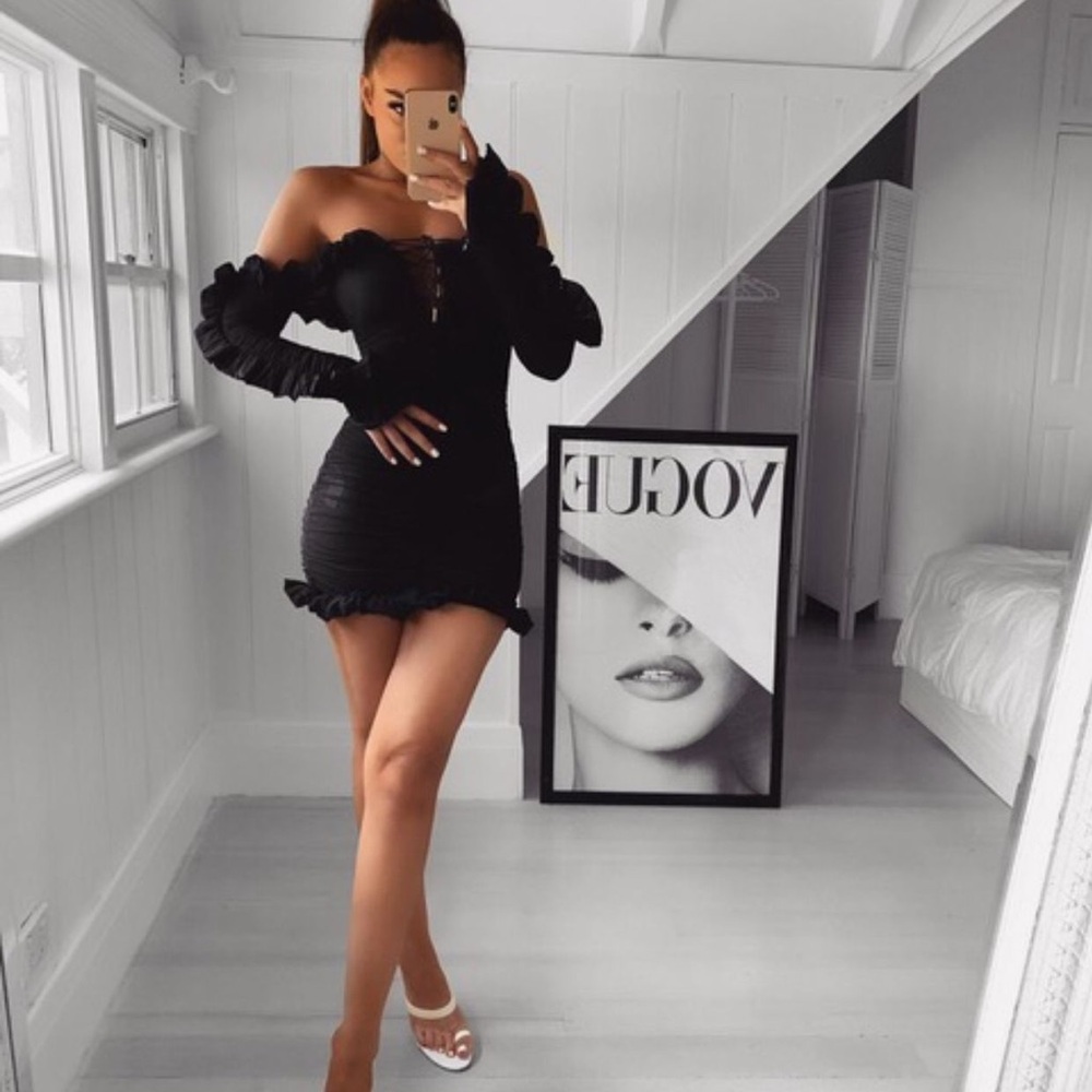 House of CB Tatyana Dress, black, size small